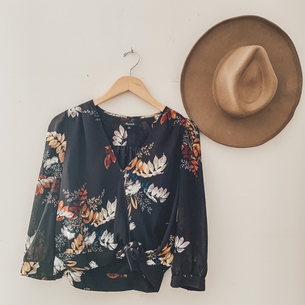 Purple floral Madewell wrap top